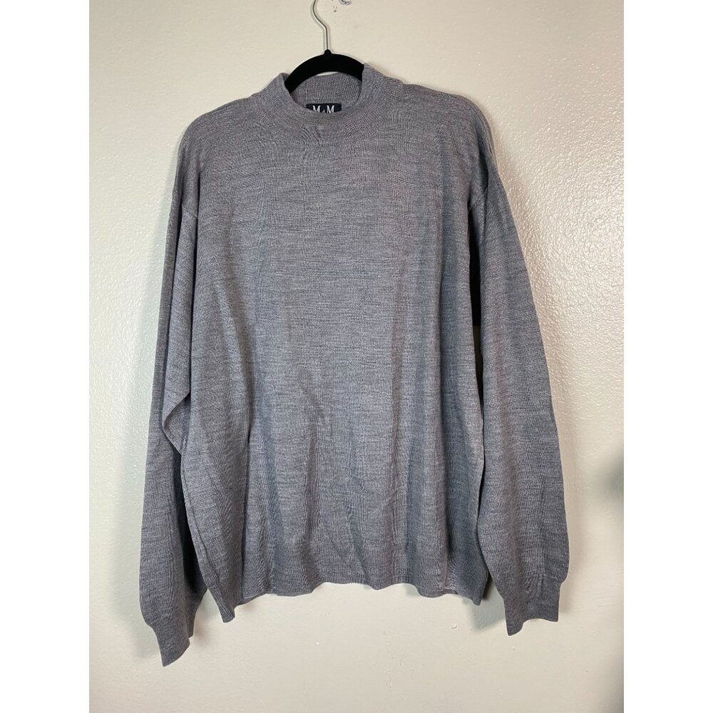 Mondo Di Marco Mens Gray Wool SKnit weater Size XL Made In Italy Neutral Preppy